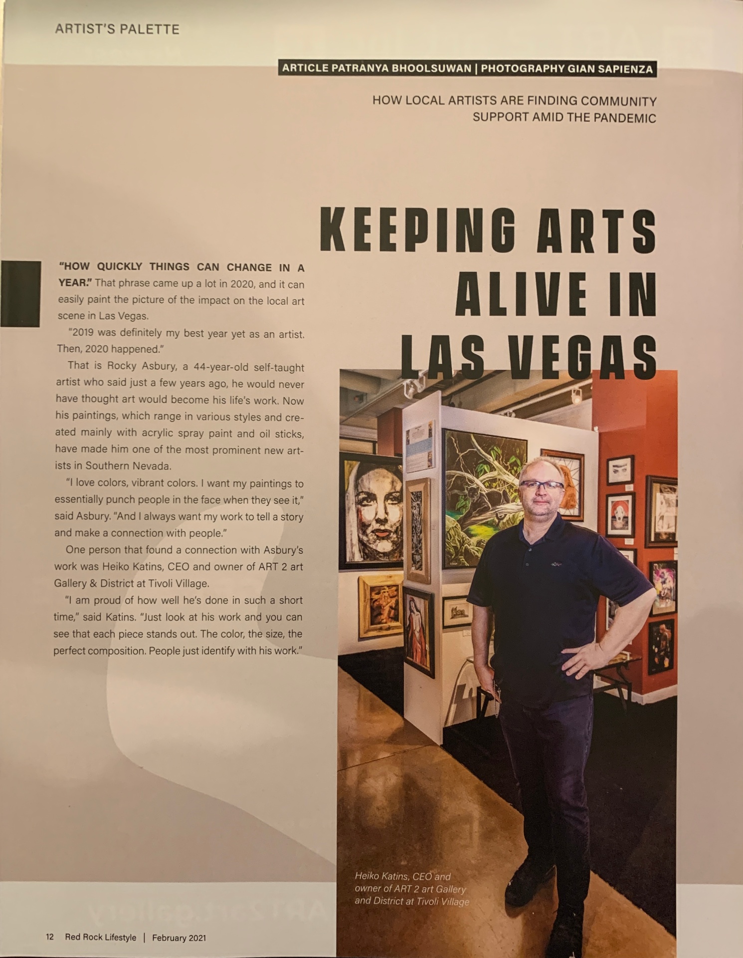 Red Rock Lifestyle article page 1 featuring Heiko Katins.